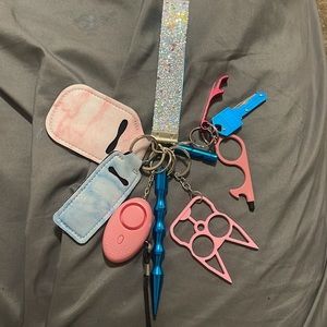 Blue glow in the dark self defense keychain